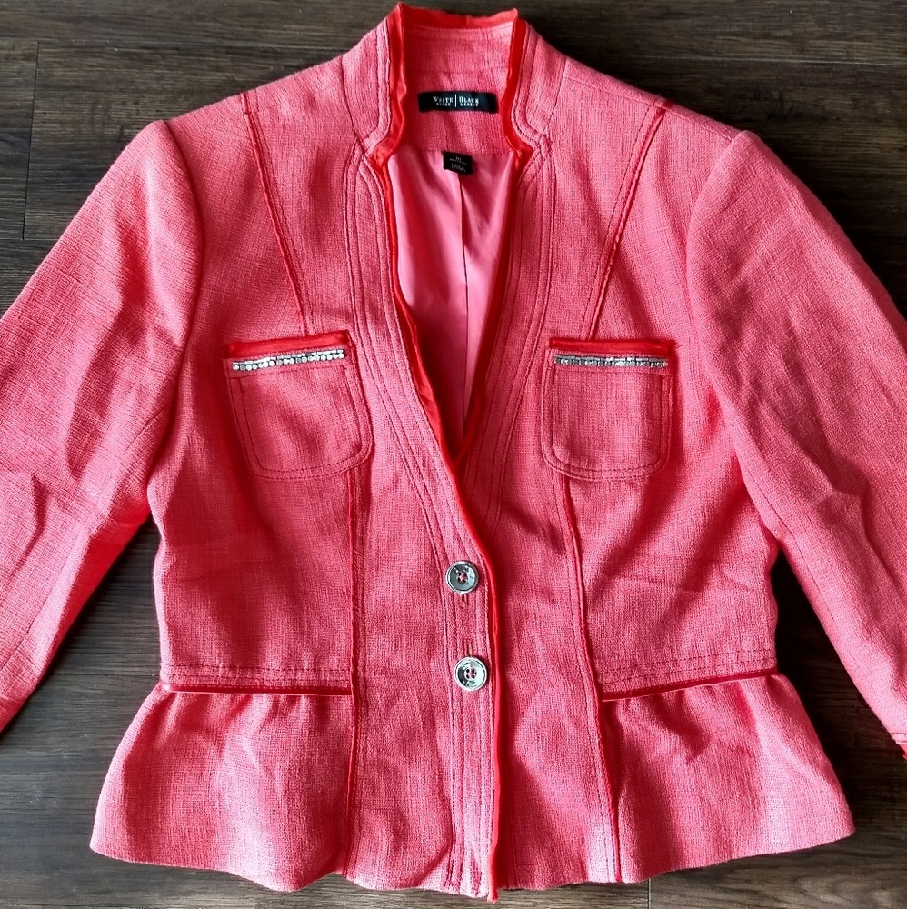 WHBM Salmon Peplum Blazer Perfect for Easter 🐇